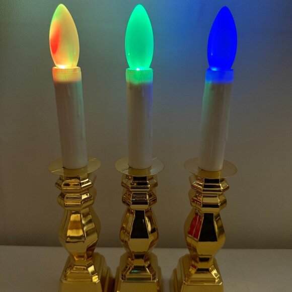 Bethlehem Color Changing Lights Premium Cordless Gold Window Candles Set 4 READ* - Picture 4 of 6